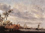 Salomon van Ruysdael River Scene with Farmstead Germany oil painting artist
